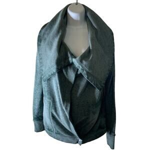 Grace & Lace Fleece Sweater Jacket Women Small Drape Collar Snap Button Cardigan